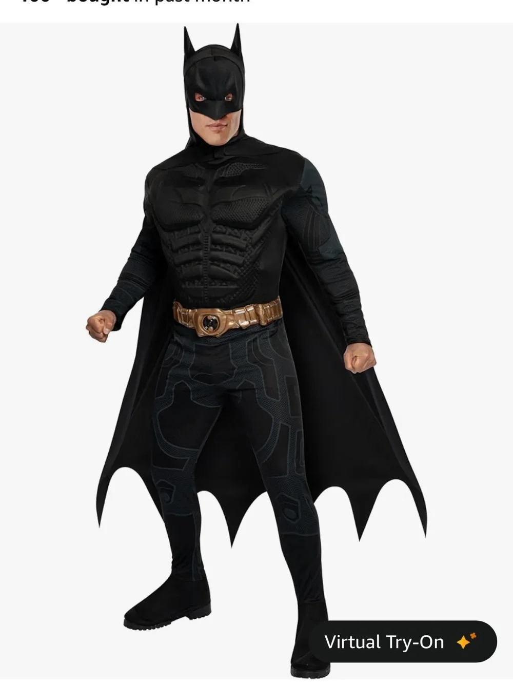 Black Batman-Style Superhero Costume with Cape